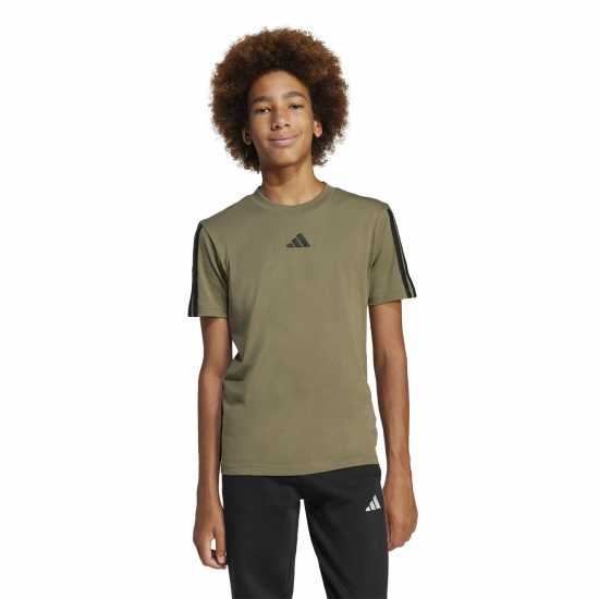 Детски тениски и фланелки Adidas 3 Stripe Essentials T-Shirt Junior Олива Страта Adidas 3 Stripe Essentials T-Shirt Junior Олива Страта Детски тениски и фланелки