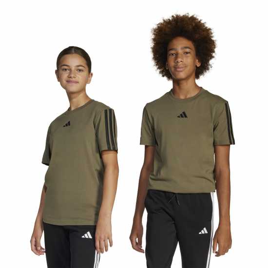Детски тениски и фланелки Adidas 3 Stripe Essentials T-Shirt Junior Олива Страта Adidas 3 Stripe Essentials T-Shirt Junior Олива Страта Детски тениски и фланелки