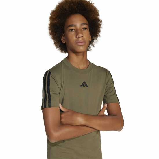 Детски тениски и фланелки Adidas 3 Stripe Essentials T-Shirt Junior Олива Страта Adidas 3 Stripe Essentials T-Shirt Junior Олива Страта Детски тениски и фланелки