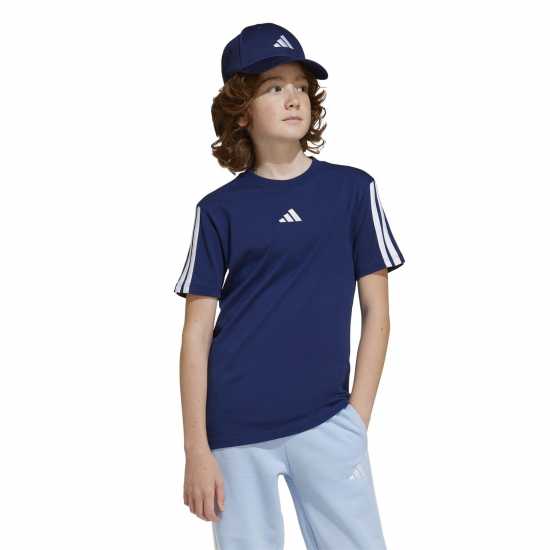 Adidas 3 Stripe Essentials T-Shirt Junior Морско синьо/Бяло Детски тениски и фланелки