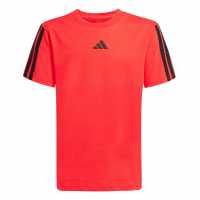 Adidas 3 Stripe Essentials T-Shirt Junior Рубинено/Черно 