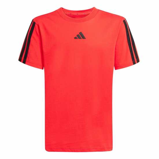 Adidas 3 Stripe Essentials T-Shirt Junior Рубинено/Черно Adidas 3 Stripe Essentials T-Shirt Junior Рубинено/Черно