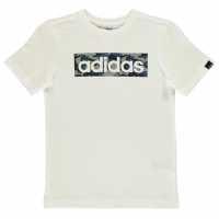 Adidas Детска Тениска Logo T Shirt Junior Wht/Blue/Grey Детски тениски и фланелки