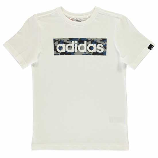 Adidas Детска Тениска Logo T Shirt Junior Wht/Blue/Grey - Детски тениски и фланелки