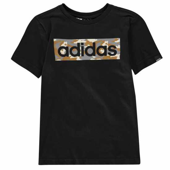 Adidas Детска Тениска Logo T Shirt Junior Blk/Khaki/Grey - Детски тениски и фланелки