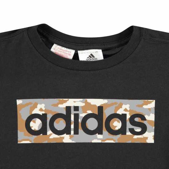 Adidas Детска Тениска Logo T Shirt Junior Blk/Khaki/Grey Детски тениски и фланелки