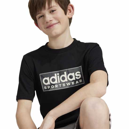 Adidas Детска Тениска Logo T Shirt Junior Бяло/Каки/Сиво Детски тениски и фланелки