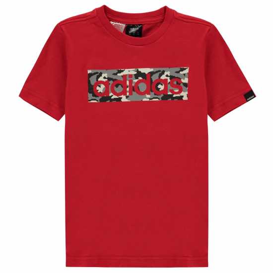Adidas Детска Тениска Logo T Shirt Junior Red/LtGrey/Blk Детски тениски и фланелки