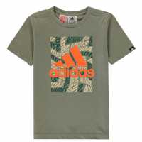 Sale Детска Тениска Adidas Logo T Shirt Junior Khaki Детски тениски и фланелки