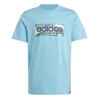 Adidas Детска Тениска Logo T Shirt Junior Аква Детски тениски и фланелки