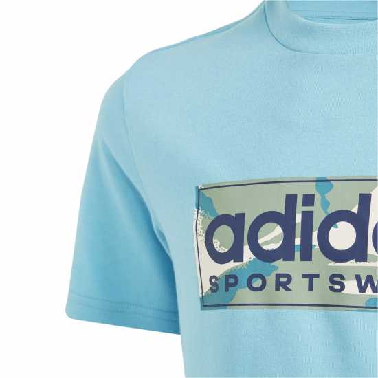 Детски тениски и фланелки Adidas Детска Тениска Logo T Shirt Junior Аква Adidas Детска Тениска Logo T Shirt Junior Аква Детски тениски и фланелки