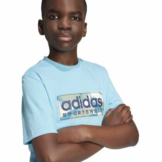 Детски тениски и фланелки Adidas Детска Тениска Logo T Shirt Junior Аква Adidas Детска Тениска Logo T Shirt Junior Аква Детски тениски и фланелки
