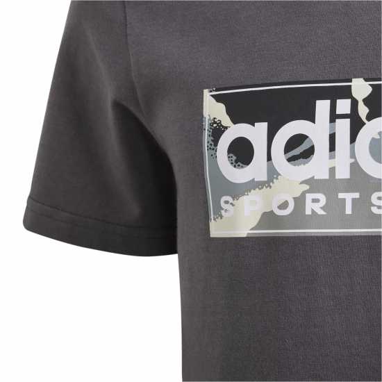 Adidas Детска Тениска Logo T Shirt Junior Grey5/Blk/Wht Детски тениски и фланелки