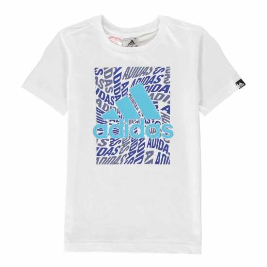 Sale Детска Тениска Adidas Logo T Shirt Junior White/Royal Детски тениски и фланелки