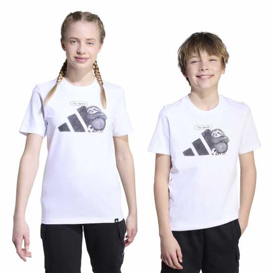 Sale Детска Тениска Adidas Logo T Shirt Junior White/Royal Детски тениски и фланелки