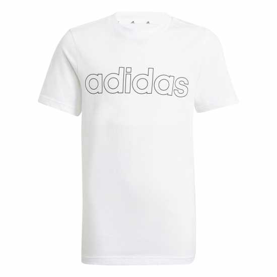 Adidas Детска Тениска Logo T Shirt Junior White/Black Lin - Детски тениски и фланелки