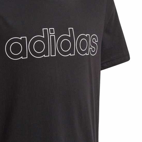 Adidas Детска Тениска Logo T Shirt Junior Blk/Wht Linear Детски тениски и фланелки