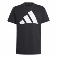 Adidas Детска Тениска Logo T Shirt Junior Черно/бяло BOS 
