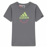 Sale Детска Тениска Adidas Logo T Shirt Junior Grey BOS Smile Детски тениски и фланелки
