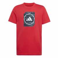 Adidas Детска Тениска Logo T Shirt Junior Red Camo 