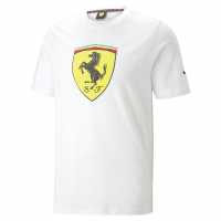 Puma Scuderia Ferrari Race Shield T-Shirt White Мъжко облекло за едри хора