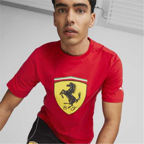 Puma Scuderia Ferrari Race Shield T-Shirt Rosso Corsa Мъжко облекло за едри хора