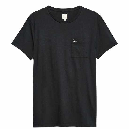 Jack Wills Ayleford Logo T-Shirt Black Мъжко облекло за едри хора