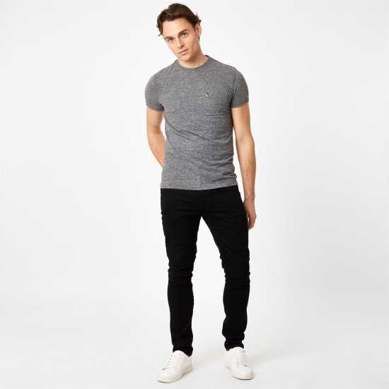 Jack Wills Ayleford Logo T-Shirt Grey Marl Мъжко облекло за едри хора