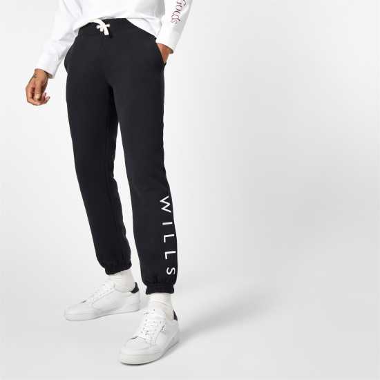 Мъжки меки спортни долнища Jack Wills Wills Logo Joggers Черно Jack Wills Wills Logo Joggers Черно Мъжки меки спортни долнища