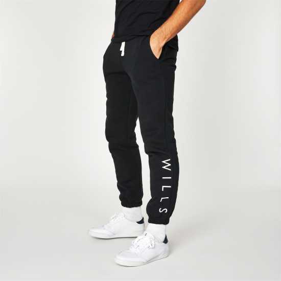 Мъжки меки спортни долнища Jack Wills Wills Logo Joggers Черно Jack Wills Wills Logo Joggers Черно Мъжки меки спортни долнища