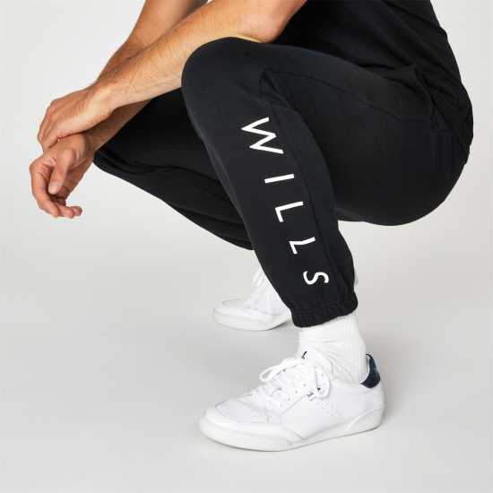 Мъжки меки спортни долнища Jack Wills Wills Logo Joggers Черно Jack Wills Wills Logo Joggers Черно Мъжки меки спортни долнища