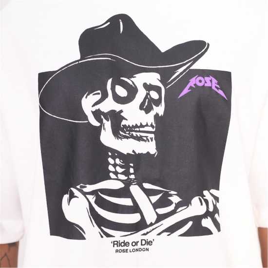 Rose London Ride Or Die T-Shirt Оф бяло 