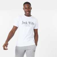 Jack Wills Carnaby Logo T-Shirt White Мъжко облекло за едри хора