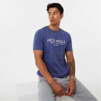 Jack Wills Carnaby Logo T-Shirt Indigo Мъжко облекло за едри хора