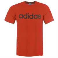 Adidas Мъжка Риза Essentials Single Jersey Linear Embroidered Logo T-Shirt Mens Red Linear Мъжко облекло за едри хора