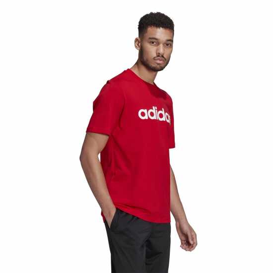 Adidas Мъжка Риза Essentials Single Jersey Linear Embroidered Logo T-Shirt Mens Red Linear Мъжко облекло за едри хора