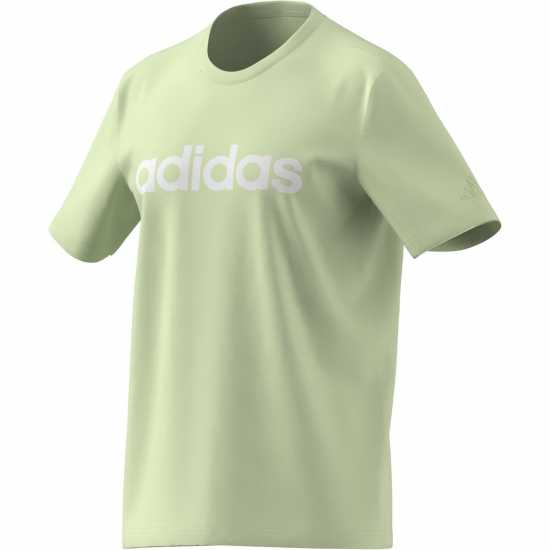 Adidas Мъжка Риза Essentials Single Jersey Linear Embroidered Logo T-Shirt Mens Lime/White Мъжко облекло за едри хора