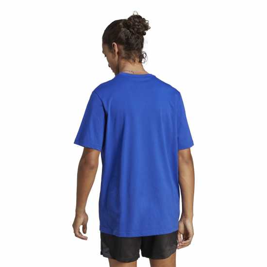 Adidas Мъжка Риза Essentials Single Jersey Linear Embroidered Logo T-Shirt Mens Blue SL - Мъжко облекло за едри хора