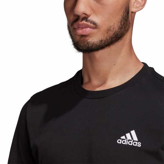 Adidas Мъжка Риза Essentials Single Jersey Linear Embroidered Logo T-Shirt Mens Black SL Мъжко облекло за едри хора