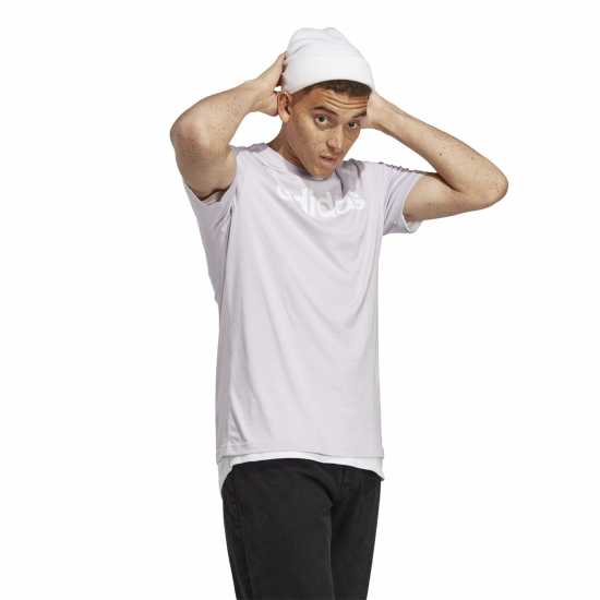 Adidas Мъжка Риза Essentials Single Jersey Linear Embroidered Logo T-Shirt Mens Silver Linear Мъжко облекло за едри хора