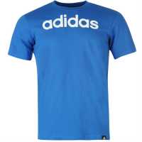 Adidas Мъжка Риза Essentials Single Jersey Linear Embroidered Logo T-Shirt Mens Blue/White Мъжко облекло за едри хора