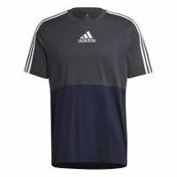 Adidas Мъжка Риза Colour Block T-Shirt Mens Carbon/Ink Мъжко облекло за едри хора