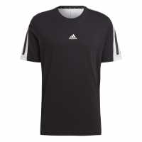 Adidas Мъжка Тениска 3 Stripe T Shirt Mens Black Мъжки ризи