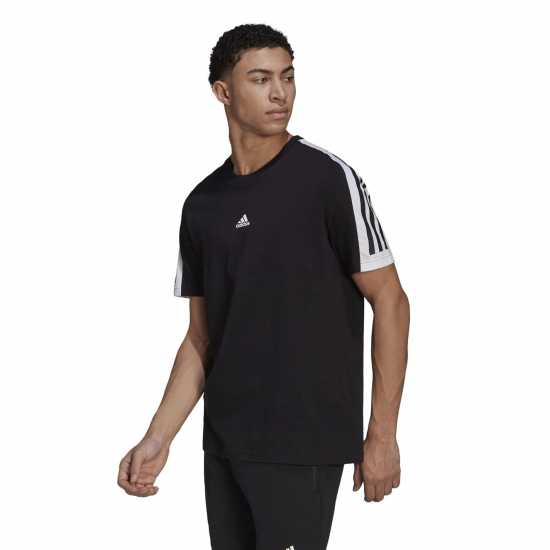 Adidas Мъжка Тениска 3 Stripe T Shirt Mens