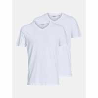 Мъжка Риза Jack And Jones 2-Pack V-Neck T-Shirt Mens White Мъжка Риза Jack And Jones 2-Pack V-Neck T-Shirt Mens White