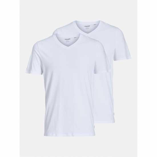 Мъжка Риза Jack And Jones 2-Pack V-Neck T-Shirt Mens White Мъжка Риза Jack And Jones 2-Pack V-Neck T-Shirt Mens White
