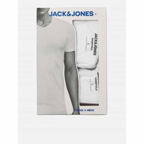 Мъжка Риза Jack And Jones 2-Pack V-Neck T-Shirt Mens White Мъжка Риза Jack And Jones 2-Pack V-Neck T-Shirt Mens White