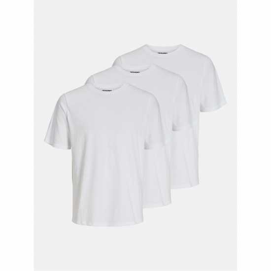 Мъжка Риза Jack And Jones 3-Pack Under Crew T-Shirt Mens White Jack and Jones 3-pack Under Crew T-Shirt Mens White
