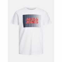 Мъжка Риза Jack And Jones Logo Play Short Sleeve T-Shirt Mens White 