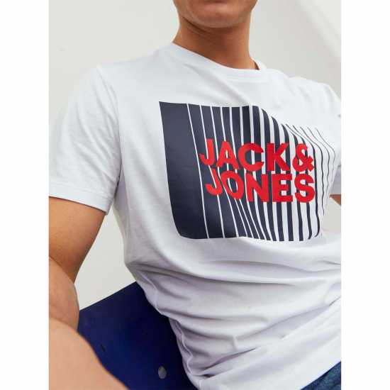 Мъжка Риза Jack And Jones Logo Play Short Sleeve T-Shirt Mens White 